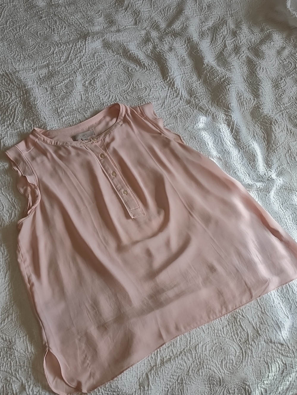 LOFT Light Pink Sleeveless Henley Camisole